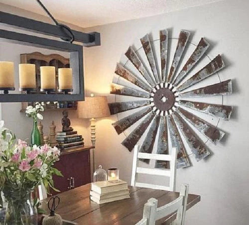60" Rustic FULL Windmill Head with Distressed Red Tips