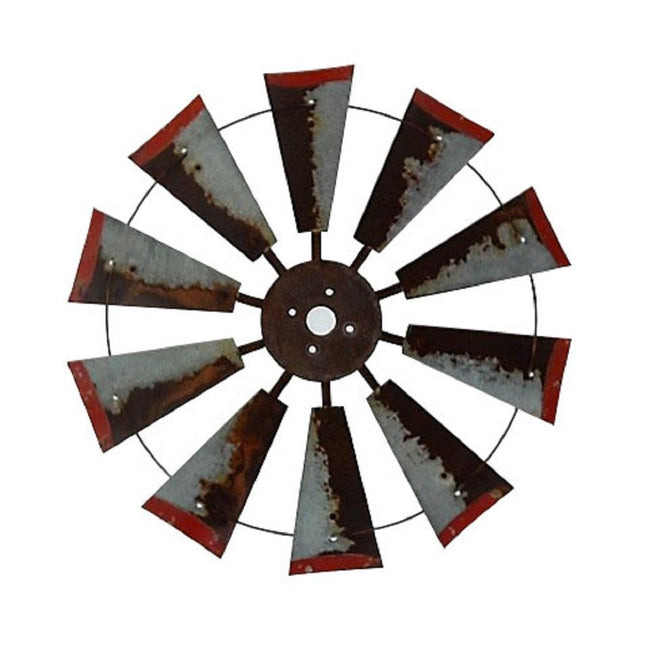 30 Inch Rustic FULL Windmill Head with Distressed Red Tips