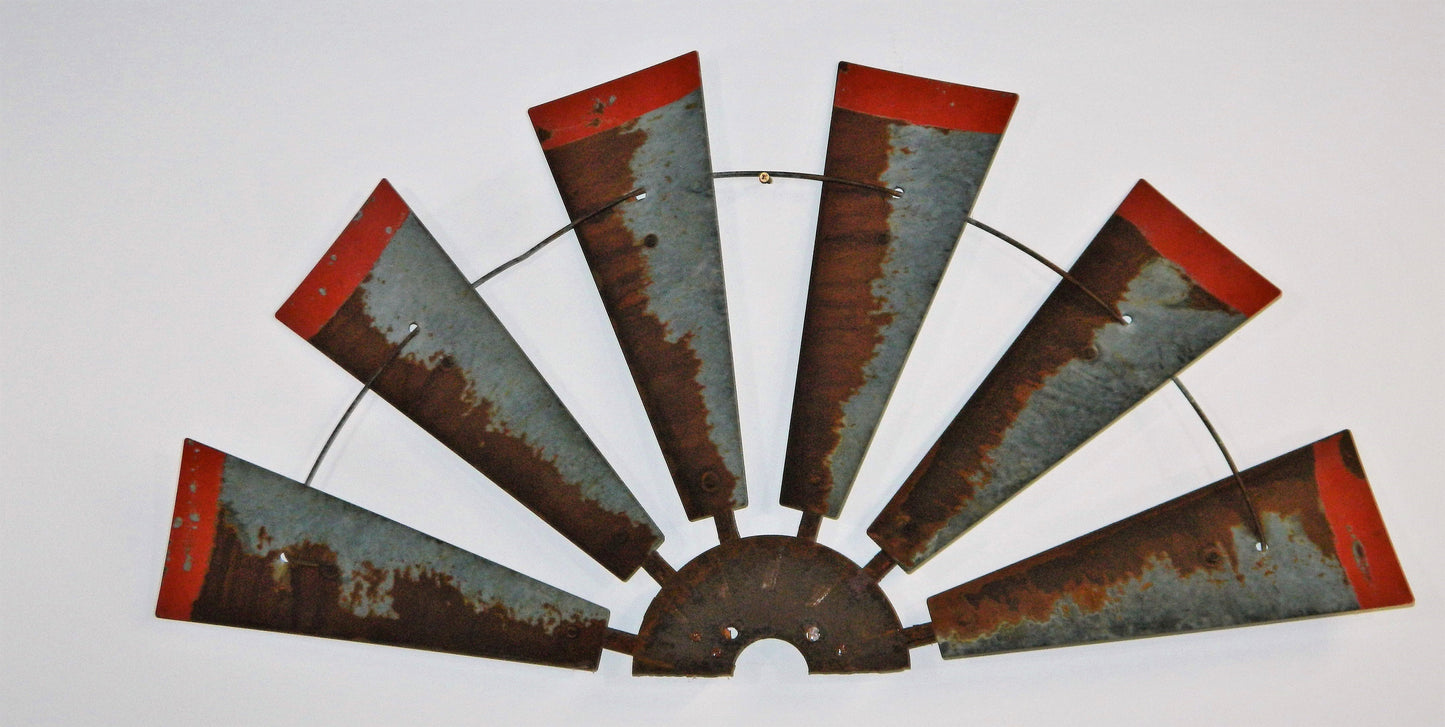 38 Inch  Rustic HALF Windmill Head with Distressed Red Tips