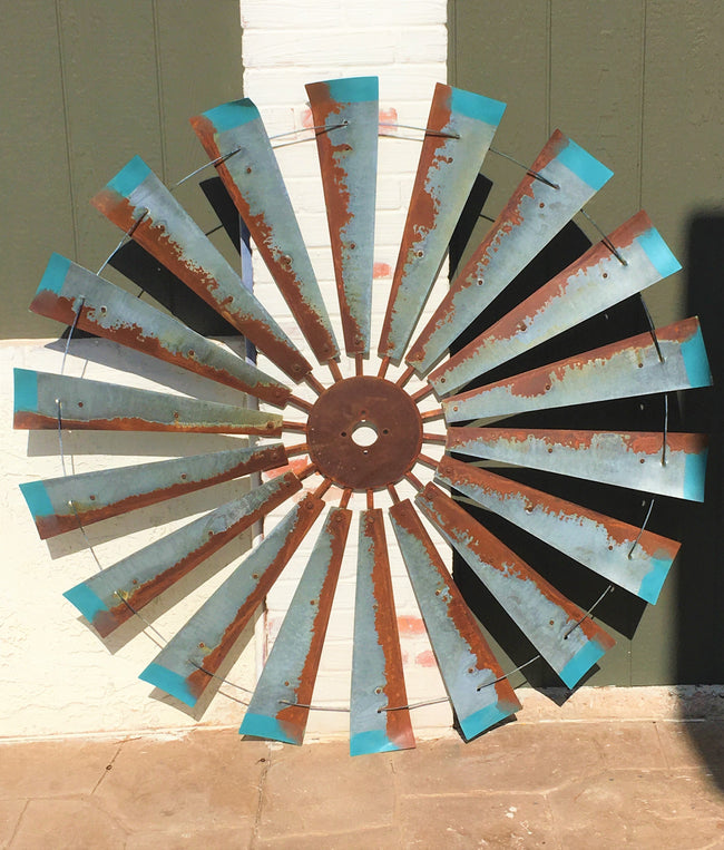 60" Rutic FULL Windmill Head with Distressed Blue Tips