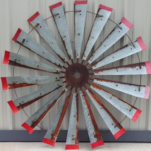 60" Rustic FULL Windmill Head with Distressed Red Tips