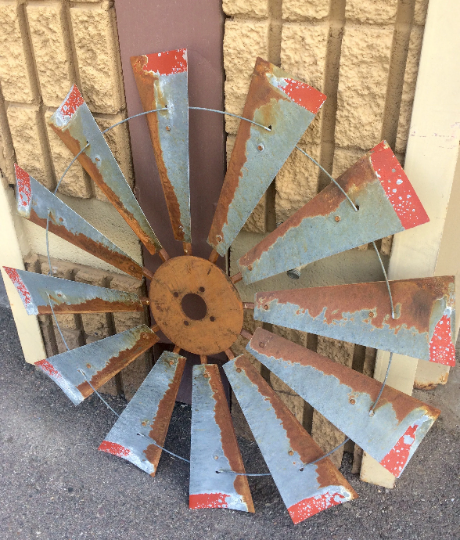38 Inch Rustic FULL Windmill Head with Distressed Red Tips