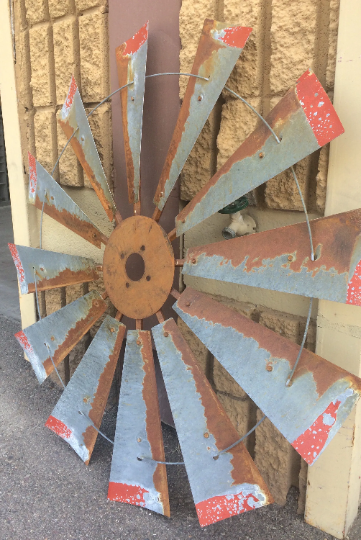 38 Inch Rustic FULL Windmill Head with Distressed Red Tips
