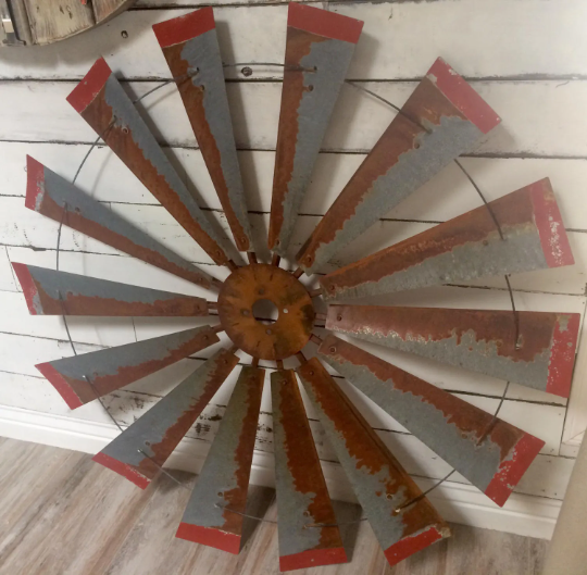 47 Inch Rustic FULL Windmill Head  with Distressed Red Tips