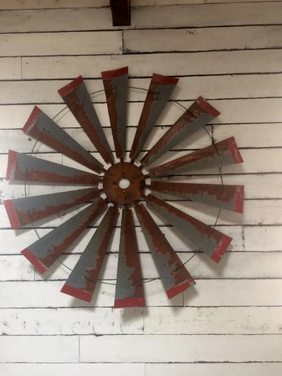 47 Inch Rustic FULL Windmill Head  with Distressed Red Tips