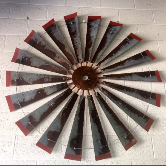 60" Rustic FULL Windmill Head with Distressed Red Tips