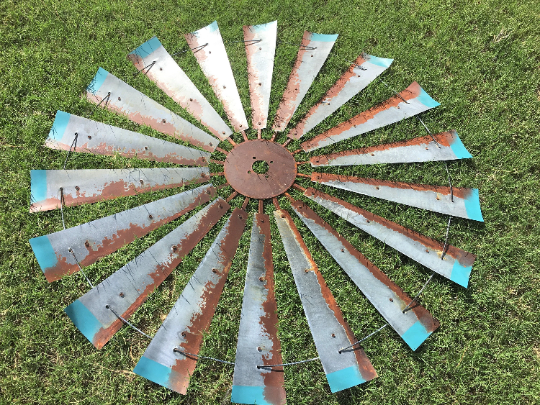 60" Rutic FULL Windmill Head with Distressed Blue Tips