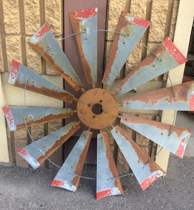 38 Inch Rustic FULL Windmill Head with Distressed Red Tips